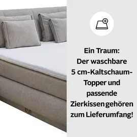 Jockenhöfer Gruppe Boxspringbett »"Carla", mit Bettkasten und Kaltschaum-Topper«, inkl. 4 Zierkissen, erhältlich in den Breiten 160 & 180cm, beige