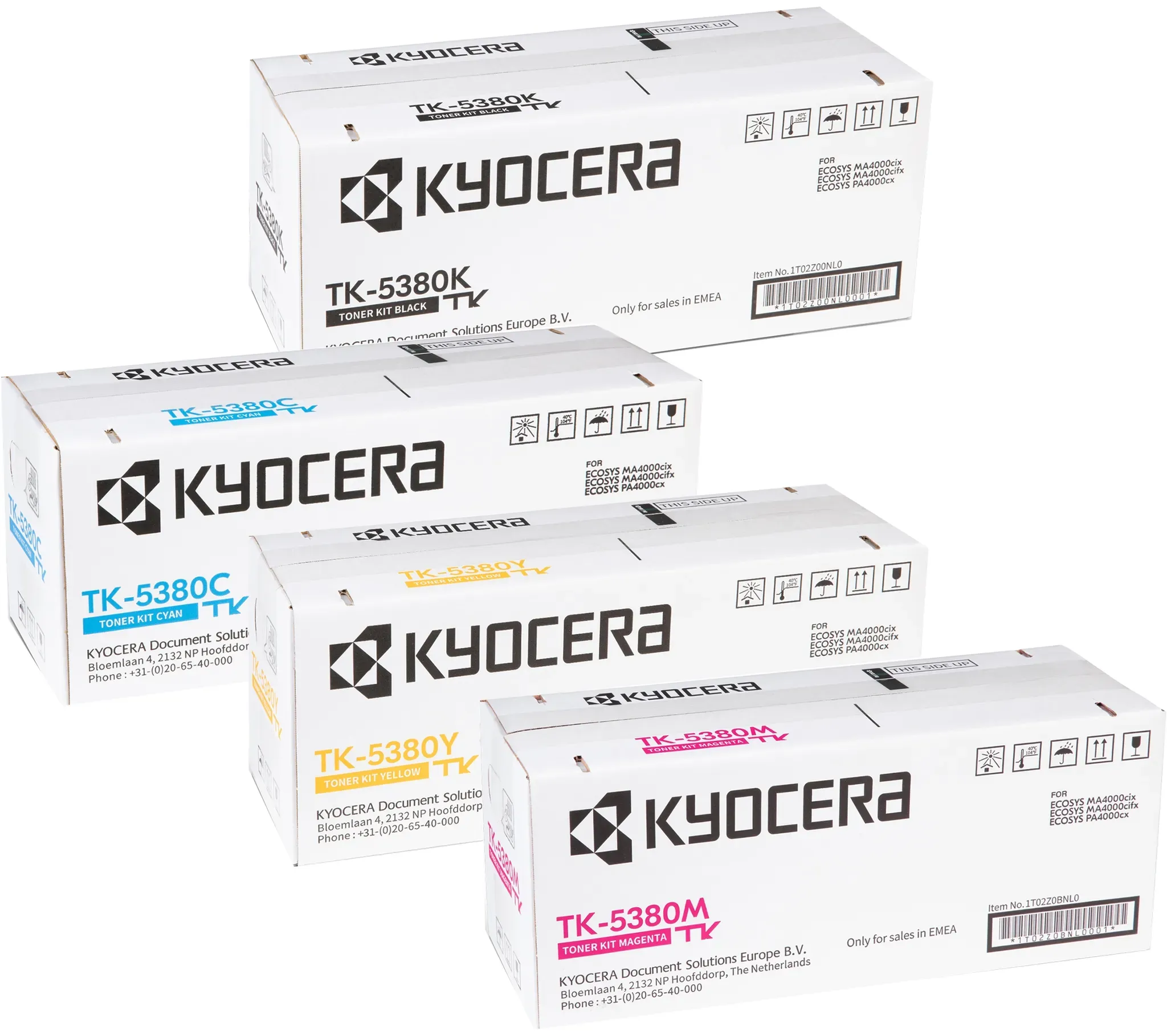 Kyocera Toner-Set Multipack TK-5380 (Schwarz, Cyan, Magenta, Yellow) für PA4000 MA4000 4-Pack Toner Set Tonerset - 10% Rabatt mit FlexPage, Kyocera Print Green - Kyocera Partner