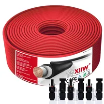XIIW 4mm2 25m Solarkabel Solar Verlängerungskabel Mit 4x 30a Solarstecker Photovoltaik Solarkabel Verlängerung Ip67 Wasserdichter Rot Für Balkonkraftwerk, Solarpanel, Pv, Erdverlegbare Halogenfrei