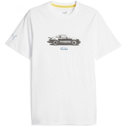 PUMA Herren T-Shirt - Motorsport, PL Graphic Tee, Baumwolle, Rundhals, kurz Weiß 2XL