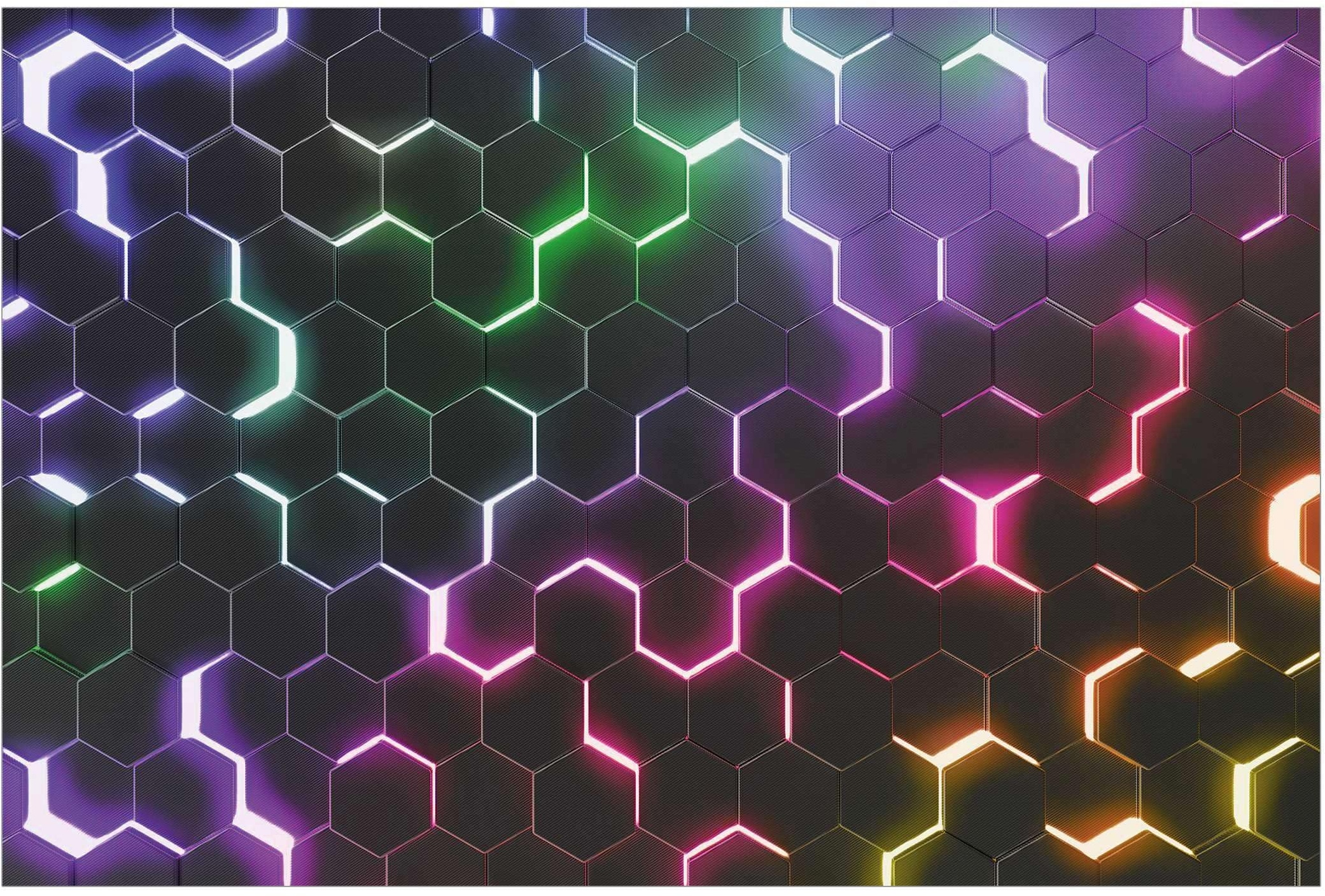 Bilderwelten Fototapete Gaming Struktur Hexagone mit Neonlicht 190 x 288 cm Vlies-Tapete XXL Smart Wandtapete Wanddekoration Wohnzimmer Schlafzimmer