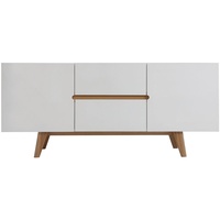 Sideboard Skandinavienstil Weiß glänzend und Esche 160 cm MELKA