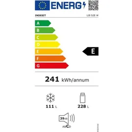 Indesit LI8 S2E W, 339 l, N-T, 39 dB, 5 kg/24h, E, Weiß - Weiß