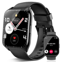 Smartwatch Damen Herren, Fitnessuhr Damen mit Telefonfunktion 1.85" Zoll Touchscreen, IP7 Wasserdicht Smart Watch Schwarz