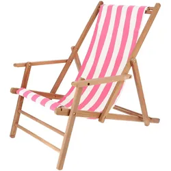 Jan Kurtz - Maxx Deckchair Teakholz, Bezug Designers Guild Streifen pink
