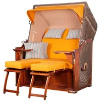 Bene living Strandkorb Komplettset Schaalsee Mahagoni PE grau Modell