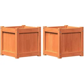 vidaXL Pflanzkübel 2 Stk. Wachsbraun Massivholz Kiefer