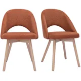 miliboo Skandinavische Stühle aus Stoff mit strukturiertem Samteffekt in Rostbraun und hellem Holz (2er-set) Cosette