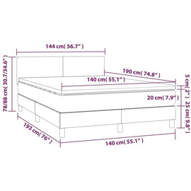 vidaXL Boxspringbett mit Matratze Creme 140x190 cm Stoff