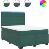 vidaXL Boxspringbett 140 x 200 cm Dunkelgrün
