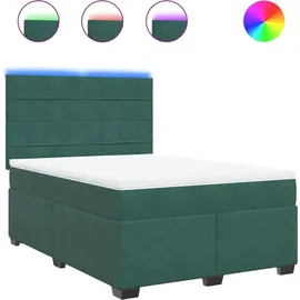 vidaXL Boxspringbett 140 x 200 cm Dunkelgrün