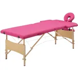 vidaXL Holz Massagetisch Klappbar 2 Zonen mit Tragetasche Therapie Massageliege Massagebank Kosmetikliege Therapieliege Massage Liege Rosa
