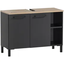Schildmeyer Waschbeckenunterschrank Malte 79,8 x 58,3 x 32 cm Schwarz/Eiche Artisan