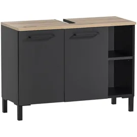 Schildmeyer Waschbeckenunterschrank Malte 79,8 x 58,3 x 32 cm Schwarz/Eiche Artisan