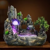 Zimmerbrunnen Wasserfall Garten Beleuchtung Grüne Pflanz Steingarten Zier Dekor Ornament für Indoor Home Office Desktop Dekoration