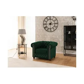 S-Style Chesterfield Sessel Cleo Blink Samt 104 x 72 x 0 cm Grün
