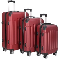 LEADZM Kofferset 3 Teilig Hartschale Reisekoffer mit 4 Rollen und TSA Zahlenschloss, Handgepäck Koffer, ABS-Trolley-Koffer (Weinrot)