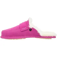 Vanuba - Damen Hausschuhe Abby 39 EU, Lammfell Pantoletten, Leder Badelatschen, Wolle, Bequeme Lammfell-Hausschuhe, Handgemacht - Rosa/Weiss - 39 EU