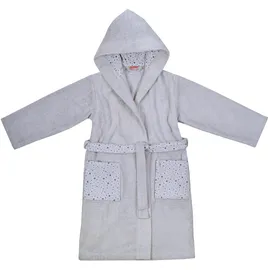 Wörner Kinderbademantel WÖRNER "Sterne" Gr. 128, grau (hellgrau), L:80cm, Baumwoll-Webfrottier, Hausmäntel, mit Stickerei, mit Taschen, maschinenwaschbar, trocknergeeignet
