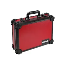 HMF 15502-03 Transportkoffer mit Rasterschaumstoff, Universalkoffer, 39 x 29 x 12 cm, Rot