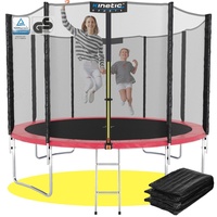 Kinetic Sports Trampolin Outdoor 'Salto Plus' Ø 244 cm – TÜV Rheinland geprüft, Komplett-Set für Kinder, USA Sprungtuch, Netz, Randpolster, Leiter – bis 120 kg, Pink