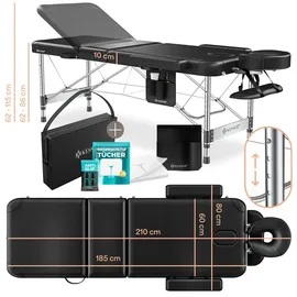 Kesser KESSER® Massageliege klappbar & höhenverstellbar 3 Zonen Massagebett Massagetisch Kosmetikliege Therapieliege Aluminium + 10x Gesichtsauflage mit Kopfstütze Armlehnen & Tasche