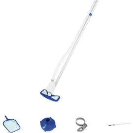 BESTWAY Bestway® Poolpflege Basis-Set AquaCleanTM mit pumpenbetriebenem Poolsauger & Kescher für Poolgrößen bis 610 cm