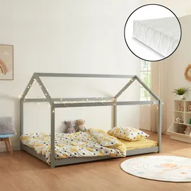 [en.casa] Kinderbett Cerro Hausbett 120 x 200 cm grau grau