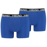 Head Herren Boxershort, 2er Pack Basic, Baumwoll Stretch, einfarbig Blau/Schwarz XL