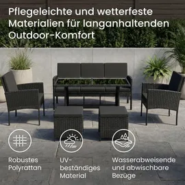 home collective Gartenmöbel Set 7-Sitzer Loungeset schwarz