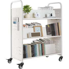 Vevor Bücherwagen 97 x 51,5 x 122,5 cm Weiß