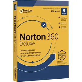 NortonLifeLock Norton 360 Deluxe 2026 Vollversion 5 Geräte 1 Jahr DE Win Android iOS