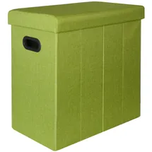 Dune Design Faltbarer Wäschekorb 70L Wäschetruhe mit Deckel Wäschebox Wäschesammler Leinen-Optik Grün