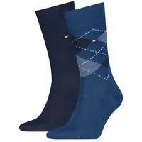 Tommy Hilfiger Socken TH MEN SOCK CHECK 2P (2-Paar, 2 Paar) mit klassischem Argyle-Design blau 43-46