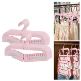 Anhow Platzsparende Hosenbügel 35cm, 20 Stück Kleiderbügel Kunststoff mit verstellbaren Zangen, Stapelbare Hosenbügel für Hosen Shorts Rock Socken Unterwäsche (Rosa)