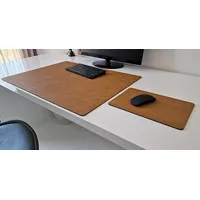 Profi Mats Schreibtischunterlage Just Kunst Leder mit Mauspad in 3 Grössen und in 7 Farben grün 70 cm