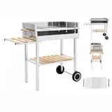 vidaXL XXL Holzkohlegrill Grillwagen mit 2 Regalen Edelstahl