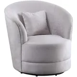 Atlantic Home Collection Drehsessel Colin Samt 84 x 84 x 85 cm Grau mit Zierkissen