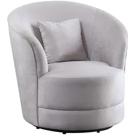 Atlantic Home Collection Drehsessel Colin Samt 84 x 84 x 85 cm Grau mit Zierkissen