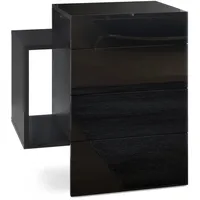 Vladon Nachttisch, Schwarz Hochglanz, Holzwerkstoff, 60x63x36 cm, Schlafzimmer, Nachttische