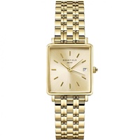 Rosefield Damen-Armbanduhr – 22 x 24 mm – schwarzes Zifferblatt – Armband Stahl vergoldet – QCGSG-Q048, gold, 18 cm
