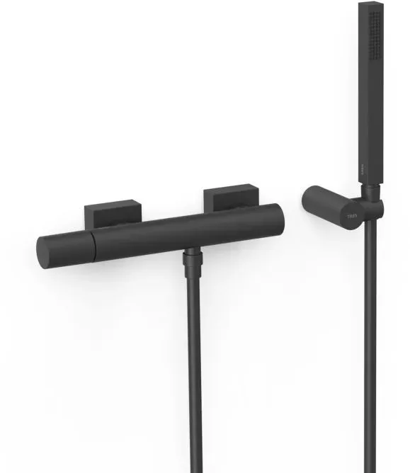 Tres Project-tres Duscharmatur 21116701NM Aufputz, mit Wannen-Brause-Set, schwarz matt
