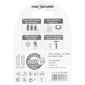 Ansmann Solar Micro AAA 550 mAh maxE 2er Pack perfekt für Solarleuchten