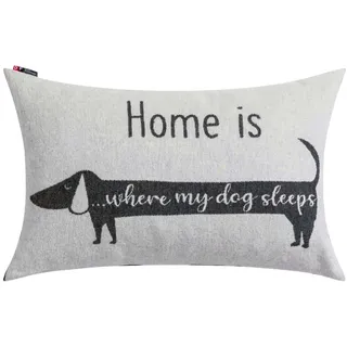 David Fussenegger Fussenegger Kissenhülle Nova 'Dackel home is...' 40 x 60 cm Filz - Grau