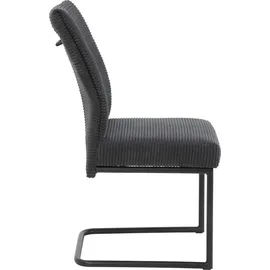 HELA Tische Hela 4er Set Esszimmerstuhl, Schwingstuhl, XL-Stuhl Dagmar, Cordstoff Breitcord Anthrazit, Metallgestell Schwarz, Federkorb, Griff