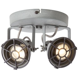 Brilliant LED Deckenstrahler Jesper flat Grill Grau Beton Industrial GU10 2x5W W...
