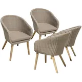 Garden Pleasure Visalia Gartenstuhl 62 x 61 x 82 cm braun 4er Set inkl. Auflagen 2er Set