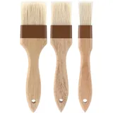 3 Stück Backpinsel Kochpinsel Küchenpinsel Grillpinsel BBQ Pinsel Naturborsten Backen Basting Ölpinsel Hitzebeständig Ölbürste mit Langem Holzgriff für Gebäck Grill Fleisch (2,5/4/5 cm)