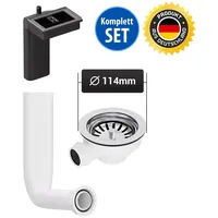 Aquade Siebkorbeinsatz 114 mm mit Abtropf-Überlauf für Spülbecken