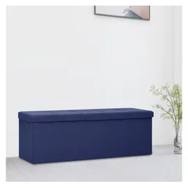 vidaXL Faltbare Sitzbank mit Stauraum Blau Leinenoptik